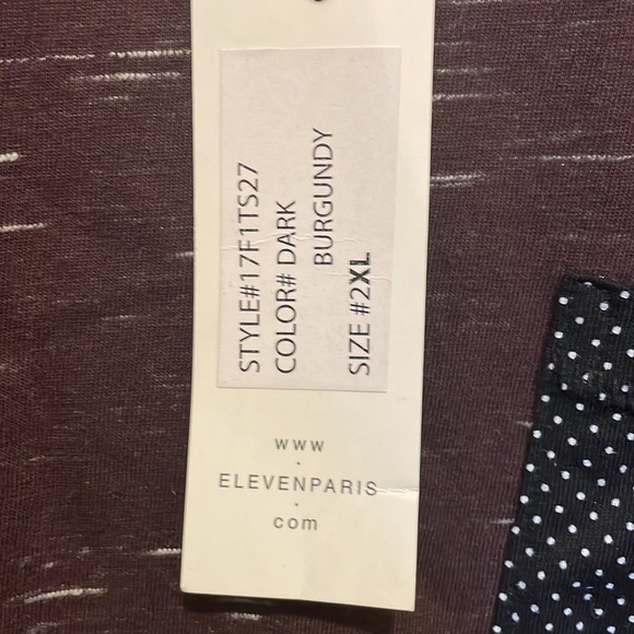 Elevenparis mens dark burgundy t-shirt size 2XL new with tags - Picture 5 of 5